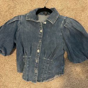 Express denim puff sleeve top